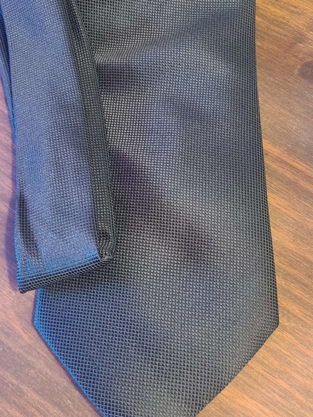 Hermes Black Woven Textured Silk Tie